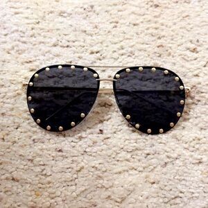 Studded Black Aviator Sunglasses
